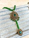 Antique gold Hand Harness - Green - SOKORA JEWELSAntique gold Hand Harness - Green