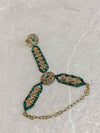 Antique Gold Hand Harness - Green - SOKORA JEWELSAntique Gold Hand Harness - Green
