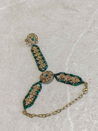 Antique Gold Hand Harness - Green - SOKORA JEWELSAntique Gold Hand Harness - Green