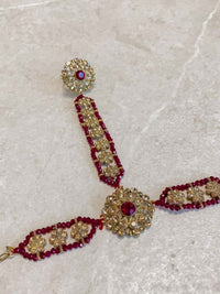 Antique gold Hand Harness - Maroon - SOKORA JEWELSAntique gold Hand Harness - Maroon