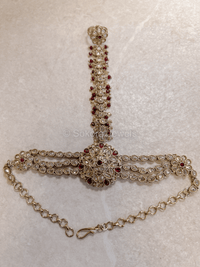 Antique Gold Hand Harness - Maroon - SOKORA JEWELSAntique Gold Hand Harness - Maroon