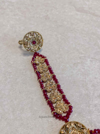 Antique Gold Hand Harness - Maroon/Peach - SOKORA JEWELSAntique Gold Hand Harness - Maroon/Peach