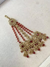 Antique Gold Jhumar - Maroon Red - SOKORA JEWELSAntique Gold Jhumar - Maroon Red