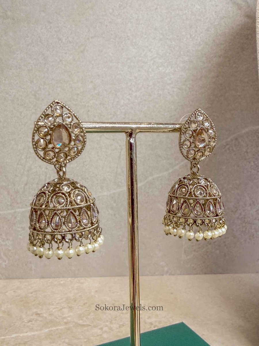 Antique Gold Jhumka Earrings - SOKORA JEWELSAntique Gold Jhumka Earrings