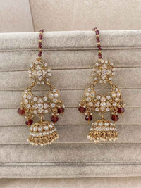 Antique Gold Jhumka Earrings - Brown - SOKORA JEWELSAntique Gold Jhumka Earrings - Brown