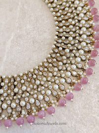 Antique Gold & Light Pink Necklace - SOKORA JEWELSAntique Gold & Light Pink Necklace
