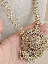 Antique Gold Long Necklace - White - SOKORA JEWELSAntique Gold Long Necklace - White