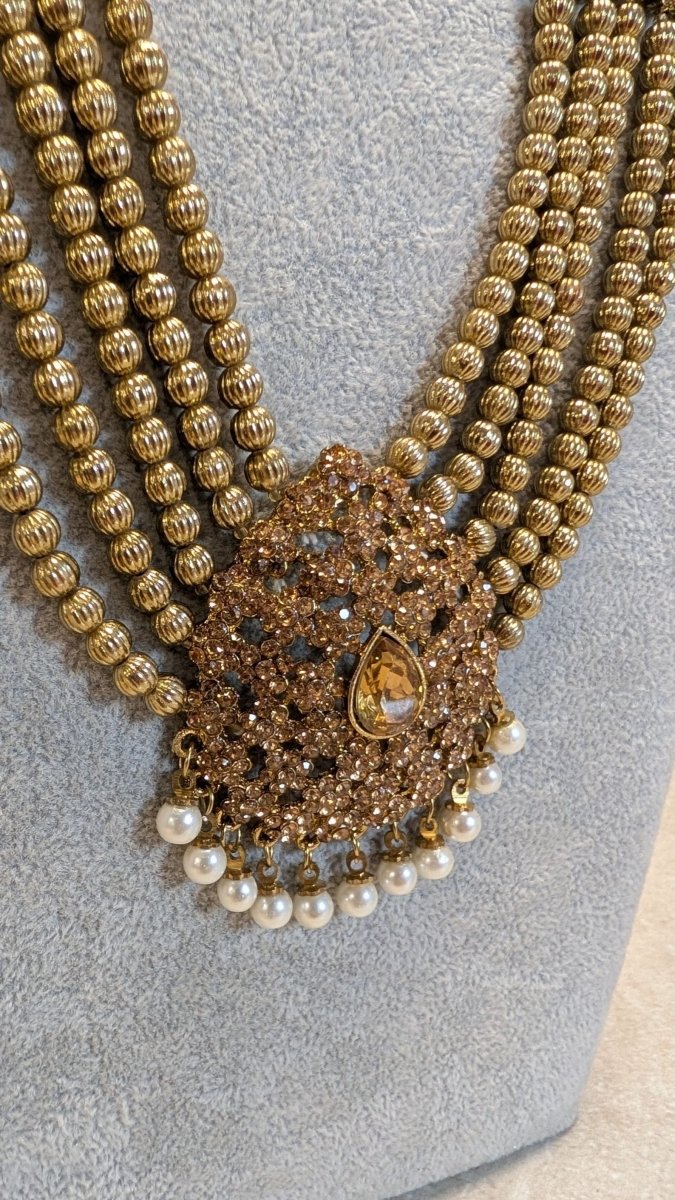 Antique Gold Mala - Champagne - SOKORA JEWELSAntique Gold Mala - Champagne