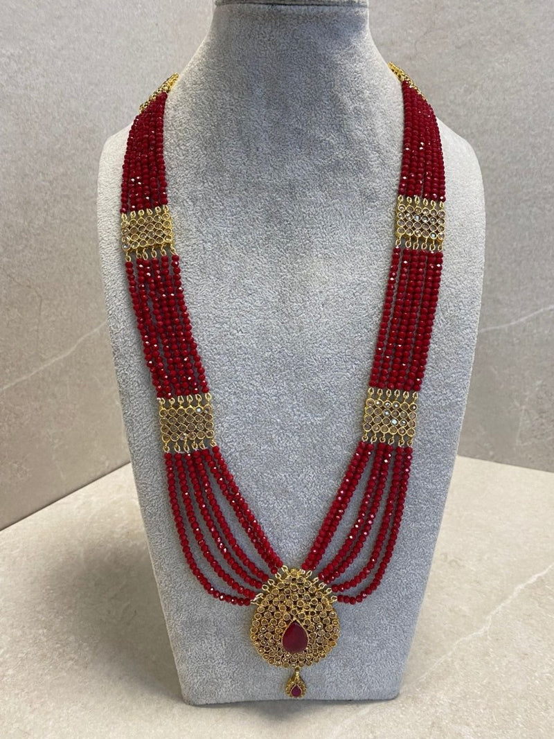 Antique Gold Mala - Deep Red - SOKORA JEWELSAntique Gold Mala - Deep RedNECKLACE SETS