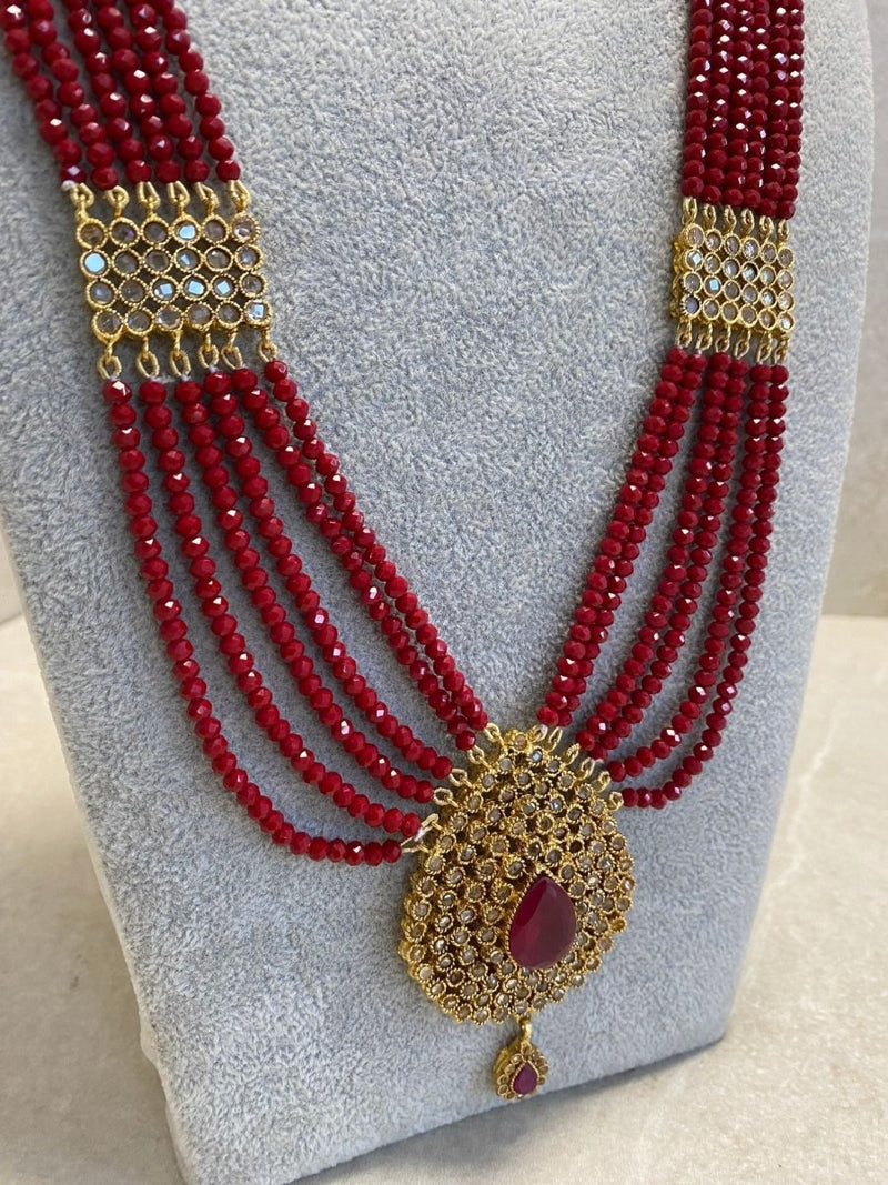 Antique Gold Mala - Deep Red - SOKORA JEWELSAntique Gold Mala - Deep RedNECKLACE SETS