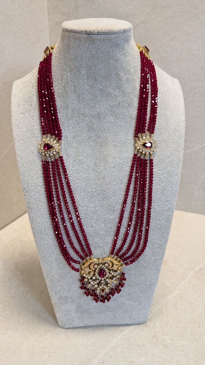 Antique Gold Mala - Deep Red - SOKORA JEWELSAntique Gold Mala - Deep RedNECKLACE SETS