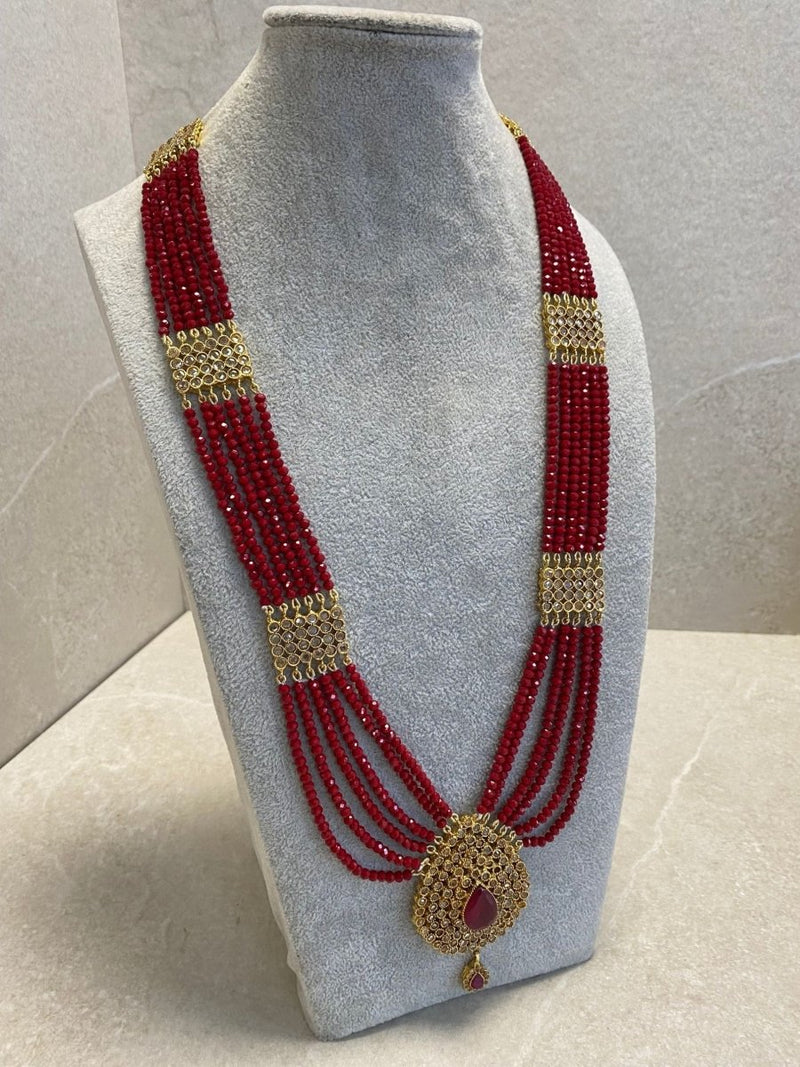 Antique Gold Mala - Deep Red - SOKORA JEWELSAntique Gold Mala - Deep RedNECKLACE SETS