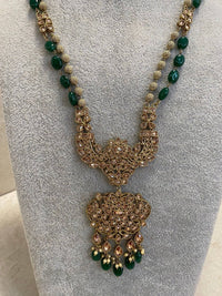 Antique Gold Mala Set - Green - SOKORA JEWELSAntique Gold Mala Set - GreenNECKLACE SETS