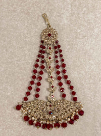 Antique Gold & Maroon Jhumar - SOKORA JEWELSAntique Gold & Maroon Jhumar