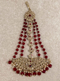 Antique Gold & Maroon Jhumar - SOKORA JEWELSAntique Gold & Maroon Jhumar