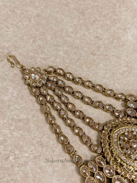 Antique Gold Maroon Jhumar - SOKORA JEWELSAntique Gold Maroon Jhumar