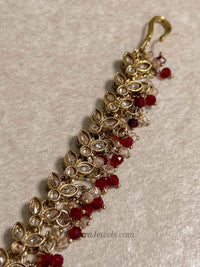 Antique Gold Maroon Mathapatti - SOKORA JEWELSAntique Gold Maroon Mathapatti