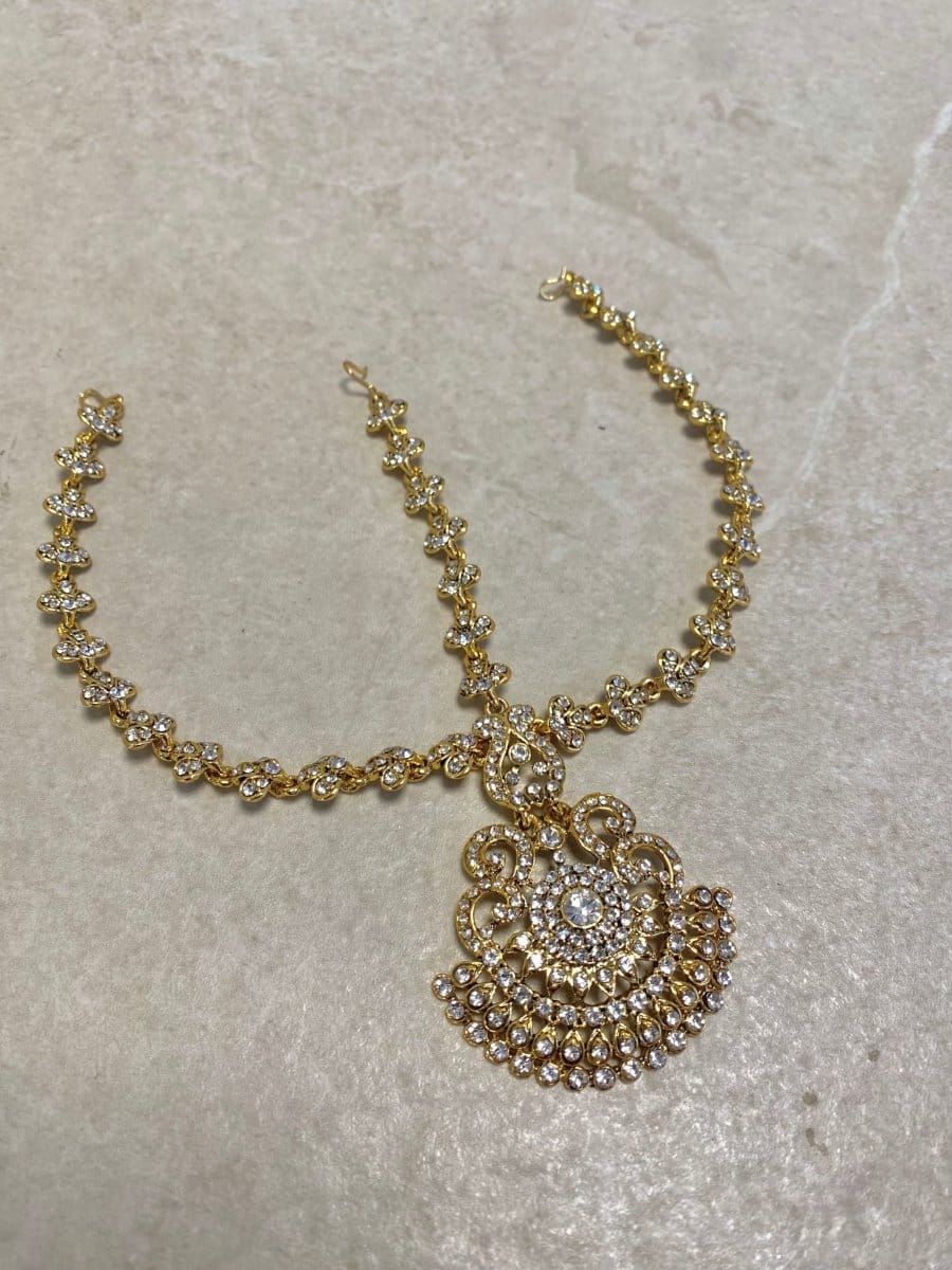 Antique Gold Mathapatti - Clear - SOKORA JEWELSAntique Gold Mathapatti - Clear