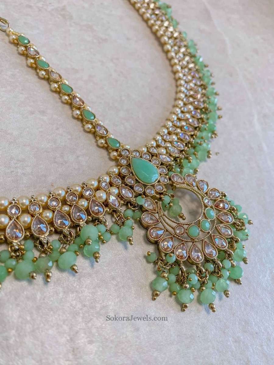 Antique Gold Mathapatti - Mint - SOKORA JEWELSAntique Gold Mathapatti - Mint