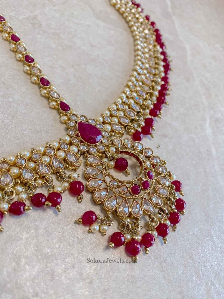 Antique Gold Mathapatti - Ruby - SOKORA JEWELSAntique Gold Mathapatti - Ruby