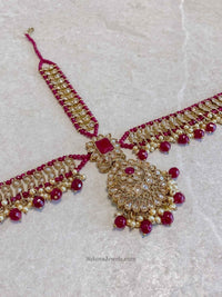 Antique Gold Mathapatti - Ruby - SOKORA JEWELSAntique Gold Mathapatti - Ruby