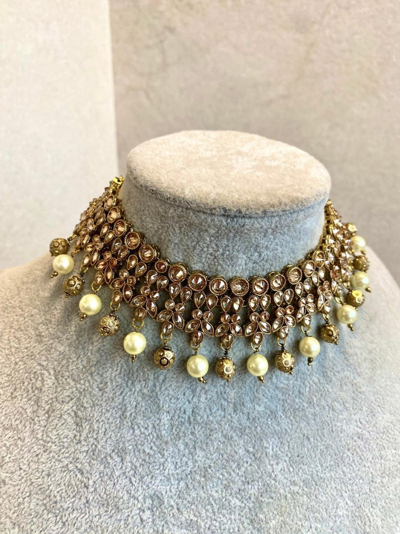 Antique Gold Necklace - Golden - SOKORA JEWELSAntique Gold Necklace - GoldenChoker Sets