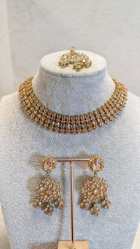 Antique Gold Necklace Set - Champagne - SOKORA JEWELSAntique Gold Necklace Set - Champagne