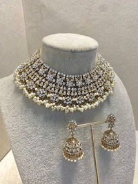 Antique Gold Necklace Set - Clear - SOKORA JEWELSAntique Gold Necklace Set - ClearNECKLACE SETS
