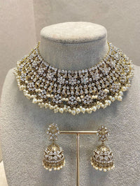 Antique Gold Necklace Set - Clear - SOKORA JEWELSAntique Gold Necklace Set - ClearNECKLACE SETS