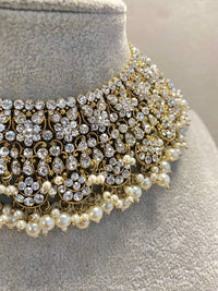 Antique Gold Necklace Set - Clear - SOKORA JEWELSAntique Gold Necklace Set - ClearNECKLACE SETS