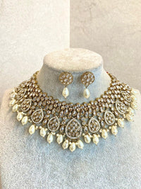 Antique Gold Necklace Set - Clear/Gold - SOKORA JEWELSAntique Gold Necklace Set - Clear/GoldNECKLACE SETS