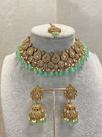 Antique Gold Necklace Set - Mint - SOKORA JEWELSAntique Gold Necklace Set - Mint