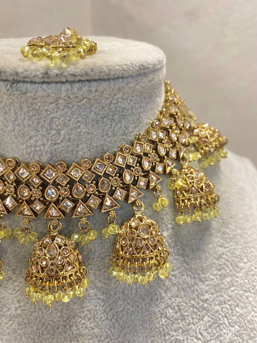 Antique Gold Necklace Set - Yellow - SOKORA JEWELSAntique Gold Necklace Set - YellowNECKLACE SETS