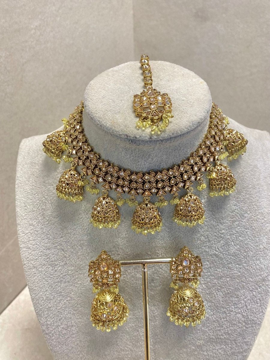 Antique Gold Necklace Set - Yellow - SOKORA JEWELSAntique Gold Necklace Set - YellowNECKLACE SETS