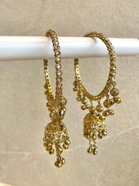 Antique Gold Noisy Jhumka Bangles - 2.8 Only - SOKORA JEWELSAntique Gold Noisy Jhumka Bangles - 2.8 OnlyBANGLES