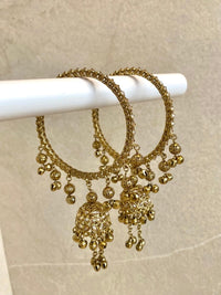 Antique Gold Noisy Jhumka Bangles - 2.8 Only - SOKORA JEWELSAntique Gold Noisy Jhumka Bangles - 2.8 OnlyBANGLES