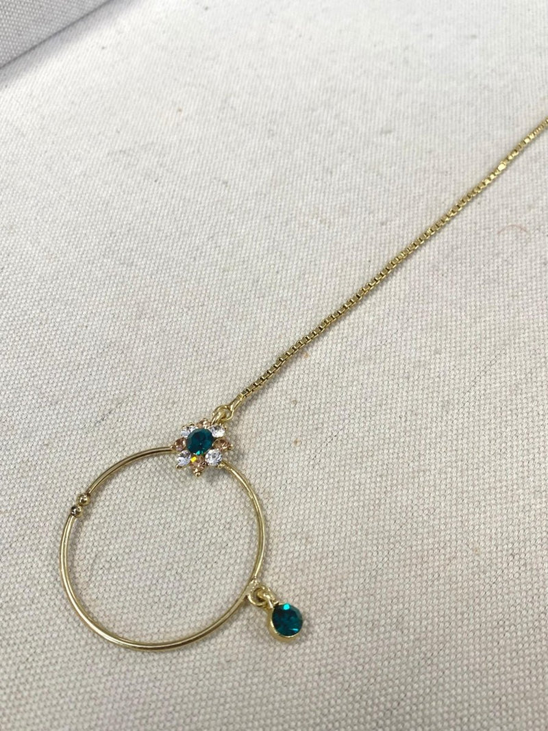 Antique Gold Nose Ring - Green (Slide Type) - SOKORA JEWELSAntique Gold Nose Ring - Green (Slide Type)