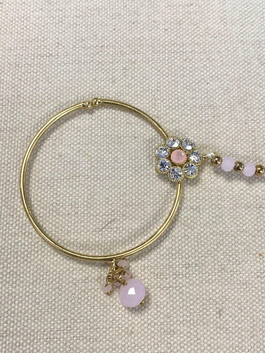 Antique Gold Nose ring - Pink (Slide type) - SOKORA JEWELSAntique Gold Nose ring - Pink (Slide type)