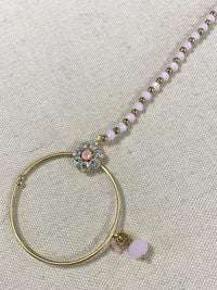 Antique Gold Nose ring - Pink (Slide type) - SOKORA JEWELSAntique Gold Nose ring - Pink (Slide type)