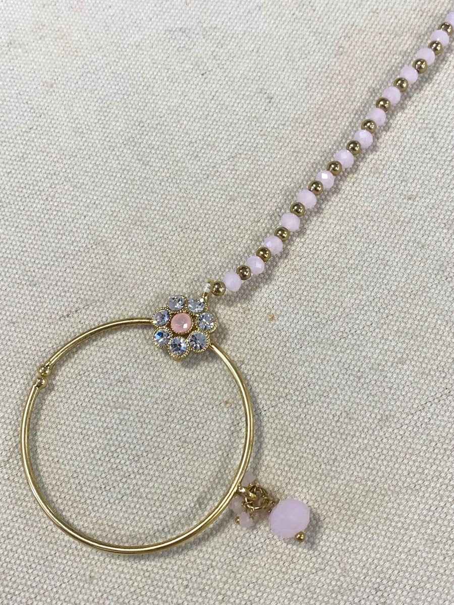 Antique Gold Nose ring - Pink (Slide type) - SOKORA JEWELSAntique Gold Nose ring - Pink (Slide type)