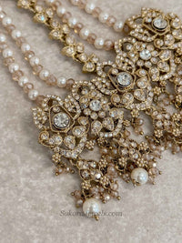 Antique Gold Pearl Bridal Jhumar - SOKORA JEWELSAntique Gold Pearl Bridal Jhumar