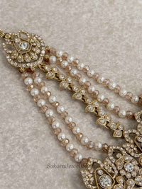 Antique Gold Pearl Bridal Jhumar - SOKORA JEWELSAntique Gold Pearl Bridal Jhumar