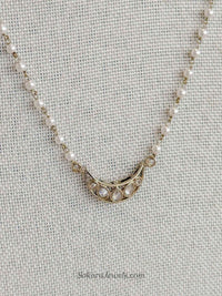 Antique Gold & Pearl Dainty Pendant Necklace - SOKORA JEWELSAntique Gold & Pearl Dainty Pendant NecklaceChoker Sets