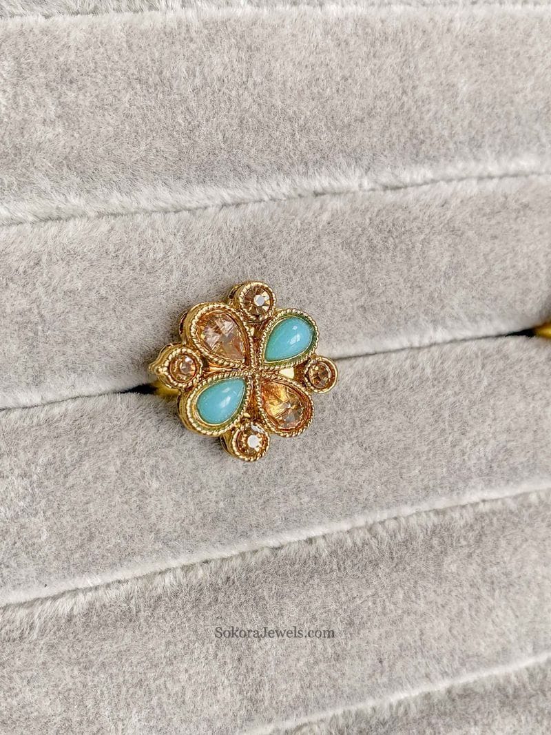 Antique Gold Ring - Blue - SOKORA JEWELSAntique Gold Ring - BlueRING