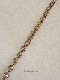 Antique Gold Teardrop Zircon Bridal Waist Chain - SOKORA JEWELSAntique Gold Teardrop Zircon Bridal Waist Chain