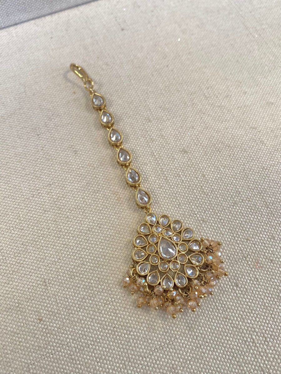 Antique Gold Tikka - Champagne - SOKORA JEWELSAntique Gold Tikka - Champagne