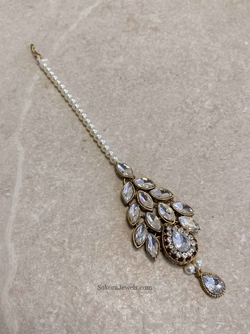Antique Gold Tikka - Clear - SOKORA JEWELSAntique Gold Tikka - Clear