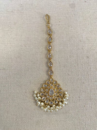 Antique Gold Tikka - Clear/Pearl - SOKORA JEWELSAntique Gold Tikka - Clear/Pearl