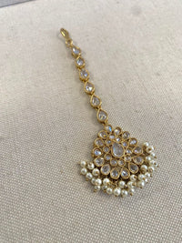 Antique Gold Tikka - Clear/Pearl - SOKORA JEWELSAntique Gold Tikka - Clear/Pearl