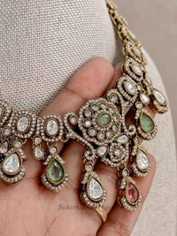 Antique Gold-Tone Kundan Necklace set - SOKORA JEWELSAntique Gold-Tone Kundan Necklace setNECKLACE SETS